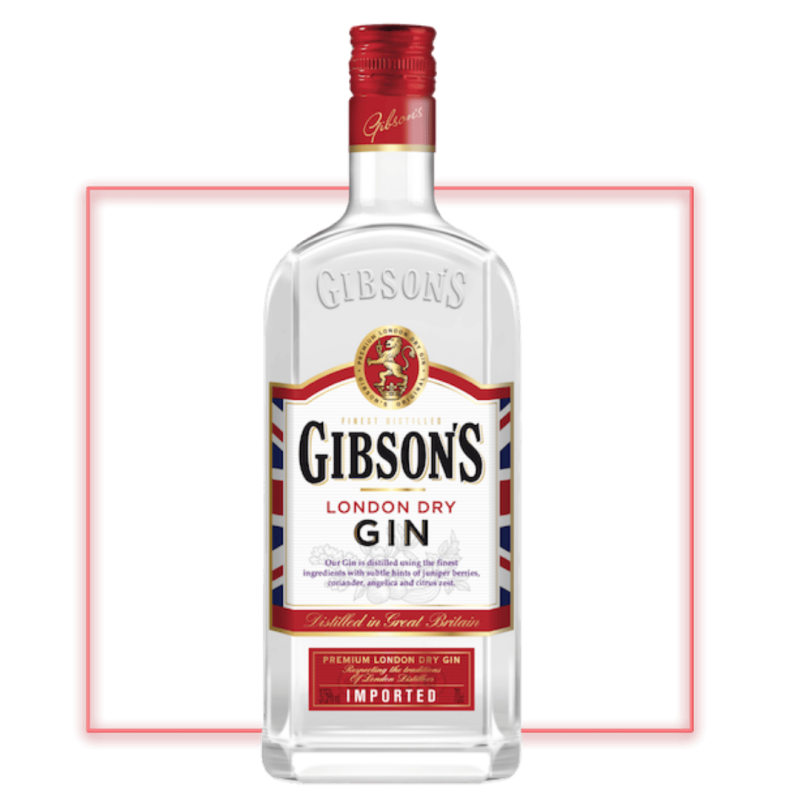 "Gibson’s London Dry Gin bottle – Premium gin available online with fast delivery from The V Bar in Nairobi."